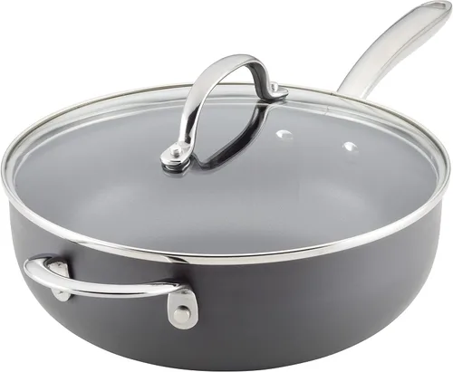 Vista 10 de Rachael Ray 80089 - Sartén antiadherente profesional con mango auxiliar y anodizado duro, 14 pulgadas - Gris