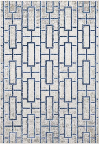 Vista 3 de Abani Atlas - Alfombra rectangular de 4 x 6 pies, color azul/gris, duradera, no desprende pelusa, fácil de limpiar