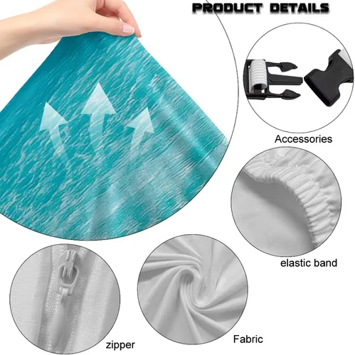 Vista 8 de Fundas para sillas de escritorio azules elásticas de 4 piezas, fundas para sillas de computadora con cremallera de estrella de mar para adultos