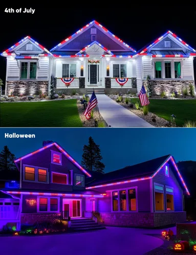 Vista 8 de GZBtech Tira de luces LED RGB+IC+CCT 5.00 m/16.4 pies, luz festiva persiguiendo colores para exteriores con blanco cálido y frío, impermeable IP65