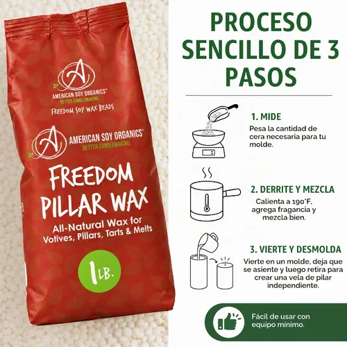 Vista 4 de American Soy Organics Freedom Pillar - Cuentas de cera de soja, cera