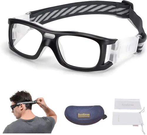 Vista 14 de Gafas deportivas – Gafas protectoras de baloncesto con lente extraíble y correa ajustable para gafas