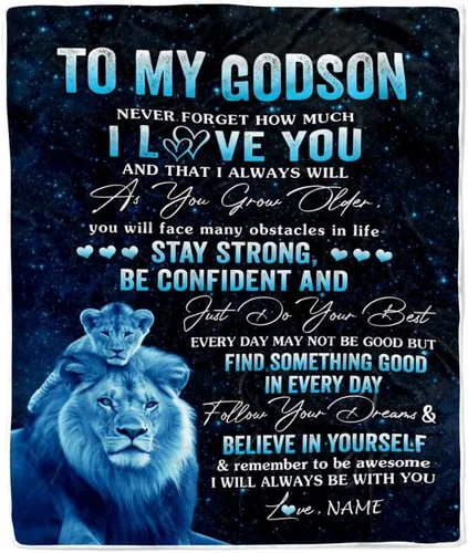 Vista 38 de Manta personalizada con texto en inglés «To My Godson», de Godmother Godmother Wolf Moon, My Love for You is Forever Godson Birthday Christmas