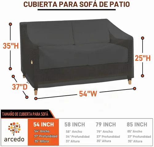Vista 2 de Arcedo - Fundas impermeables para sofá biplaza de 2 plazas, 54 pulgadas