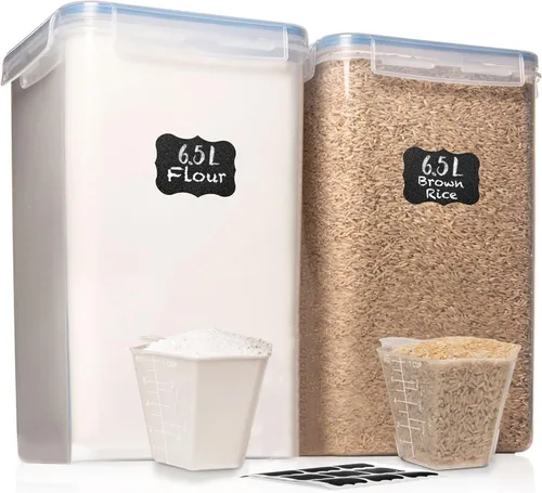 Vista 12 de SUMINISTROS WHITE FEATHER 2 PC [2,09 L / 70,6 Oz] Recipientes Grandes de Almacenamiento de Alimentos con Tapas Herméticas - BPA Libre, Plástico