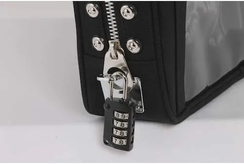 Vista 7 de SANEI Luggage Canvas Mailing Pouch L Horseshoe Lock with Metal Clasp No Padlock Included Moss G Black Black 19-3911tcx