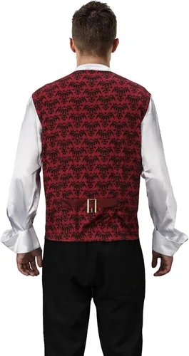 Vista 6 de Disfraz de vampiro de diablo para hombre adulto, camisa medieval, renacentista, victoriano, gótico, Halloween, cosplay, capa larga