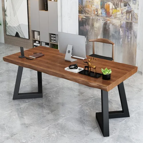 Vista 4 de HUAHUA Escritorio de computadora para el hogar, escritorio y silla de oficina de madera maciza, escritorio de escritorio de 2.0 in, escritorio