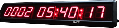 Vista 2 de AZOOU 1.8 pulgadas 10 dígitos color rojo temporizador LED cuenta regresiva/arriba montado en la pared reloj con días horas minutos segundos