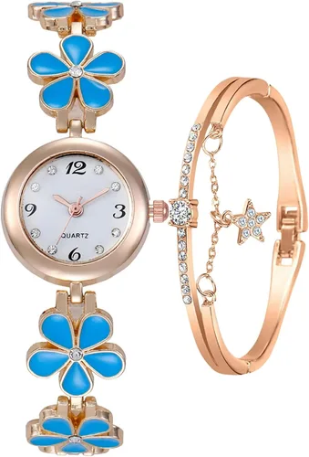 Vista 11 de ADSBIAOYE Reloj de pulsera para mujer, artículo de moda, reloj de cuarzo impermeable con forma de flor