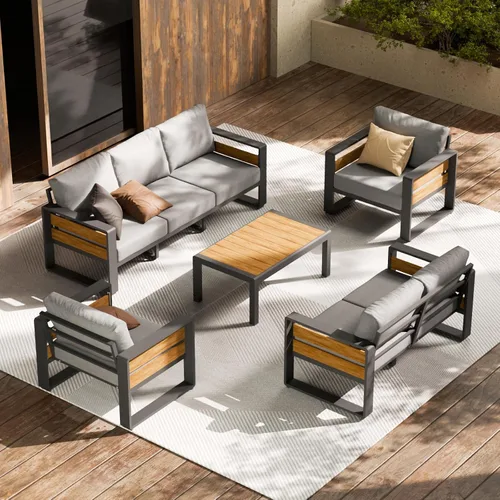 Vista 8 de ZANDOR Muebles de Exterior de Aluminio - 1 Pieza Sofá de Dos Plazas, Sofá de Exterior Moderno de Metal Resistente a Todas las Condiciones con Cojín