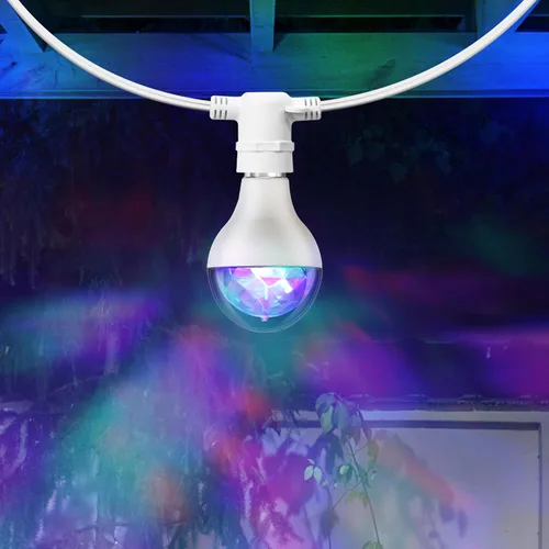 Vista 7 de Feit Electric Bombilla LED A23 giratoria multicolor para fiesta de discoteca, efecto de cambio de color de lente de diamante, base E26, bombilla