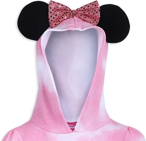 Vista 4 de Disney Minnie Mouse Girls - Conjunto de sudadera con capucha y pantalones deportivos para niños pequeños y niños pequeños, color rosa