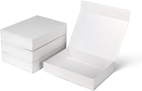 Vista 28 de Ditwis Caja de regalo de 12x9x4 pulgadas con tapa de cierre magnético, caja magnética negra y dorada para boda, propuesta de padrinos y damas