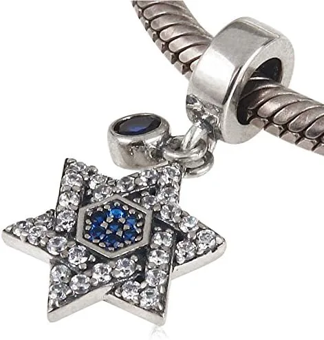 Vista 4 de Colgante de plata de ley 925 con diseño de estrella de David con circonita cúbica brillante