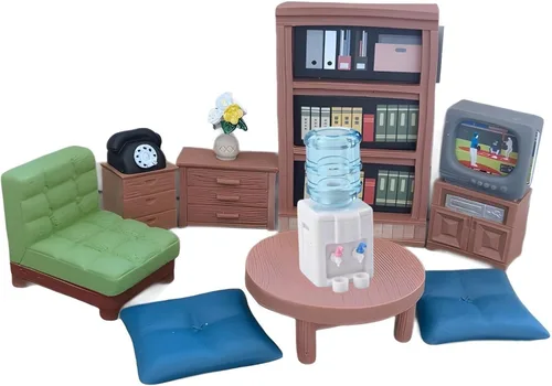 Vista 2 de Dispensador de agua en miniatura de diseño realista de 2.12 pulgadas con 2 tazas – Enfriador de agua de resina a escala 1:12/1:6 (azul/blanco) ideal