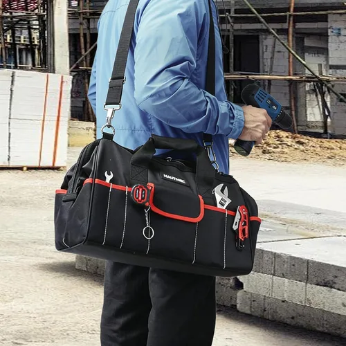 Vista 7 de HAUTMEC Juego de 3 Bolsas de Herramientas Grandes, Bolsas de Herramientas de Boca Ancha de Servicio Pesado con Tela 1680D Resistente a Desgarros
