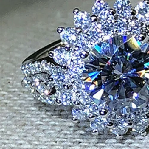 Vista 70 de Iumer - Anillo de zircón de dos piezas con incrustaciones de diamantes de imitación artificiales para mujer, talla 6-10.