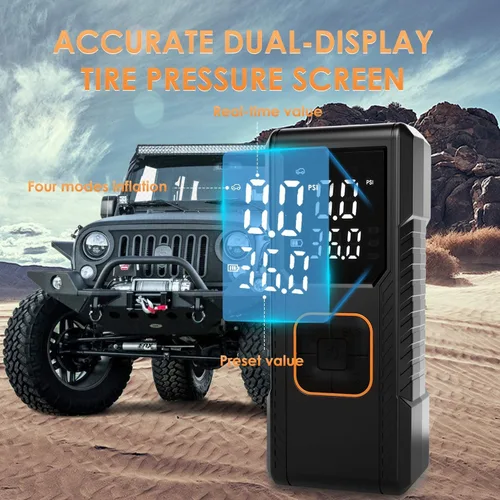 Vista 6 de Tire Inflator Portable Air Compressor, 150PSI Cordless/12V DC Air Pump for Car Tires with Pressure Gauge, Auto Shut-Off, Faster Tire Inflator Bike
