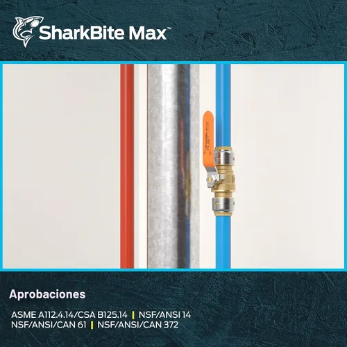 Vista 6 de SharkBite Válvula de bola máxima de 3/4 pulgadas, Empuje para conectar accesorios de plomería de latón, cierre de agua, tubo PEX, cobre, CPVC