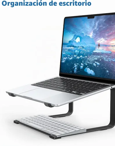 Vista 3 de SOUNDANCE Soporte de computadora portátil para escritorio, elevador ergonómico de metal para portátiles de 12 a 17.3 pulgadas, soporte de escritorio