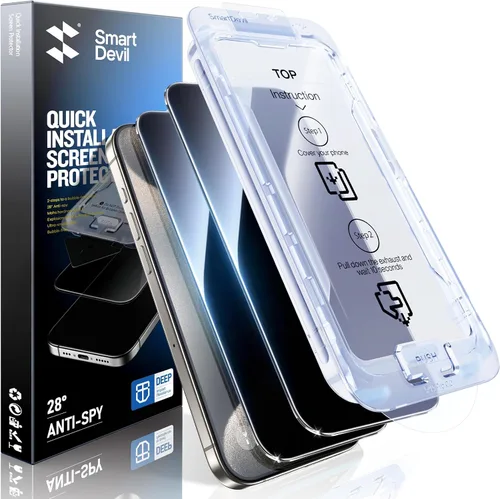 Vista 27 de SMARTDEVIL Paquete de 2 protectores de pantalla de privacidad para iPhone Air, vidrio templado 9H antiespía de 28°, resistente a impactos