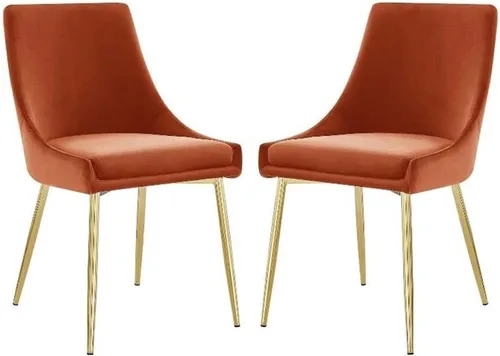 Vista 16 de Modway Viscount Performance - Sillas de comedor de terciopelo, juego de 2, color dorado marfil