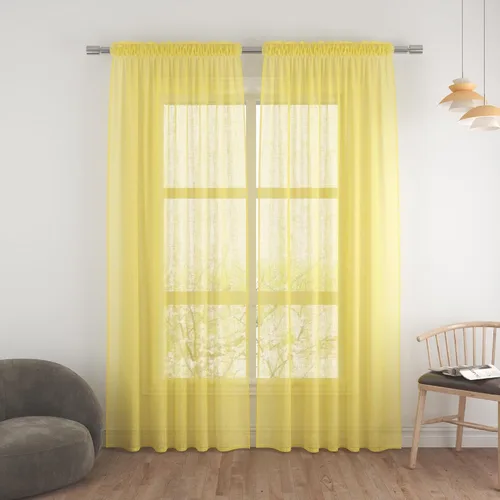 Vista 129 de UPOPO Paneles de Cortina Beige Pequeños Cortinas Transparentes de Gasa de 16 Pulgadas de Largo Cortinas de Cocina de Voile con Textura de Lino