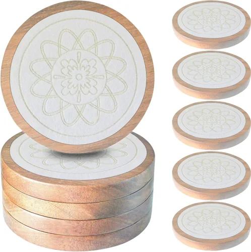 Vista 14 de Posavasos de madera para bebidas, Minacun conjuntos de posavasos absorbentes de 5, posavasos para bebidas para protección de mesa de café