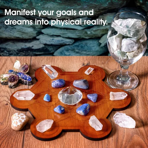 Vista 4 de Tablero de rejilla de cristal para piedras, cubo de Metatrón de 10 pulgadas de diámetro, tablero de geometría sagrada, amplifica el poder de tus