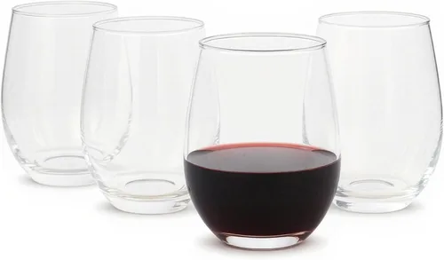 Vista 7 de Amazon Basics Juego de 4 copas de vino tinto con tallo de vidrio transparente de 20 onzas, diseño clásico para cenas diarias, bodas y fiestas, aptas