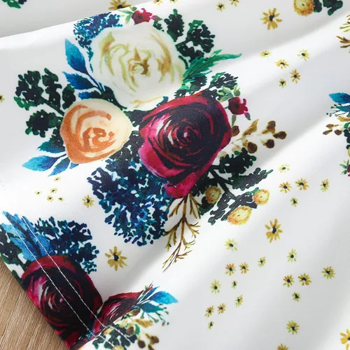 Vista 5 de Conjunto de ropa floral para bebés y niñas pequeñas, camisa y pantalones, ropa de princesa