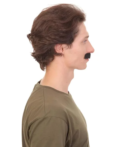 Vista 4 de Hombres adultos falso pelo humano show bigote novedad falso pelo facial color negro ignífugo fibra sintética M-1333-BLK