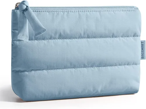 Vista 11 de BAGSMART Pequeña bolsa de maquillaje, neceser portátil esponjoso con cierre de cremallera con encanto, organizador de viaje resistente al agua