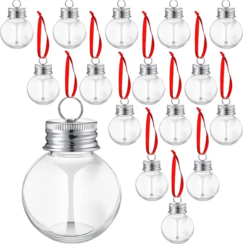Vista 7 de Patelai 24 Piezas Bolas de Bebida de Navidad Adorno de Vaso de Chupito Adornos de Árbol de Navidad de Plástico Rellenables Bombillas de Botella
