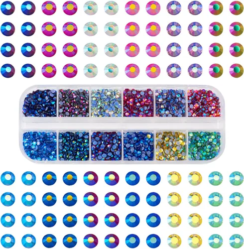 Vista 10 de Craftdady 5500 diamantes de imitación de cristal facetado de 0.079 pulgadas, 11 colores puntiagudos en la parte posterior, piedras natales