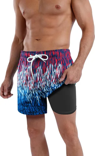 Vista 11 de Traje de baño para hombre con forro de compresión de secado rápido de 5.5 pulgadas con forro tipo bóxer amarillo (1-Yellowstar)