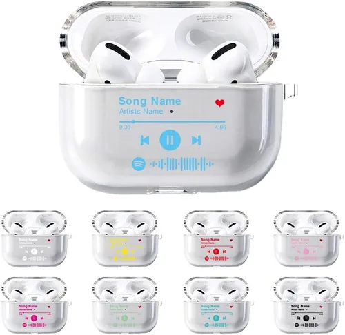 Vista 11 de Funda personalizada para Spotify compatible con AirPods Pro 3/Pro 2/Pro/1/2/3 con llavero, cubierta transparente de canción musical personalizada