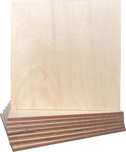 Vista 2 de 8 hojas de madera sin terminar de 8 x 8 x 3/16 pulgadas de grosor, tablero de madera contrachapada de tilo, paneles cuadrados de madera