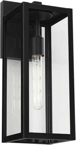 Vista 6 de John Timberland Titan - Juego de 2 lámparas de pared modernas para exteriores, marco rectangular negro místico, paneles de vidrio transparente de 17
