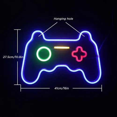 Vista 7 de Letreros LED de neón, con forma de gamepad para decoración de habitación de jugadores, decoración de pared de dormitorio, letrero de neón