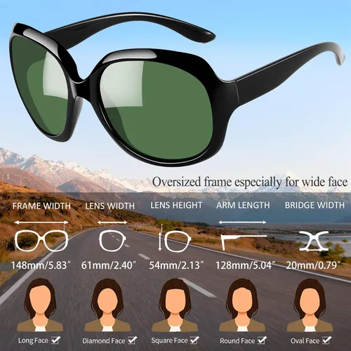 Vista 165 de Joopin Lentes de sol de gran tamaño para mujer, polarizados, grandes, para conducción, protección UV, grandes sombras