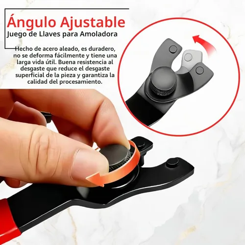 Vista 3 de Paquete de 2 llaves inglesas universales ajustables para amoladora angular, llave inglesa para amoladora (rojo)