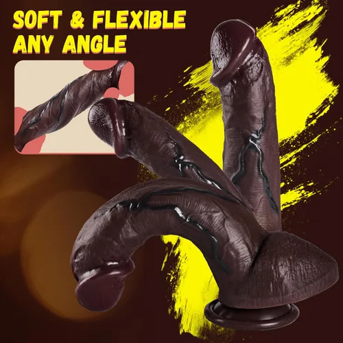 Vista 5 de Consolador sexual realista de silicona, consolador realista de doble densidad de 8 pulgadas con ventosa fuerte, juguete sexual para adultos