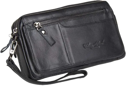 Vista 4 de Hebetag Cartera de cuero para hombre, organizador y bolso de muñeca #06Café
