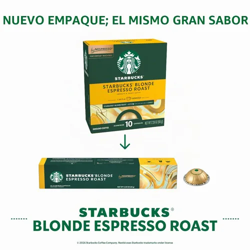 Vista 2 de Starbucks by Nespresso Cápsulas de café para máquinas Nespresso Vertuo - Rubia Espresso ASEADO - 50 CUENTA