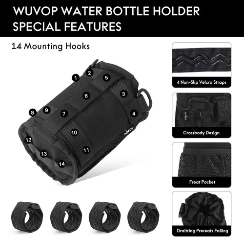 Vista 4 de Soporte para Tazas de Bicicleta, Soporte para Botella de Agua de Manillar para Bicicletas con Bolsillos de Malla, Jaula Universal para Botella
