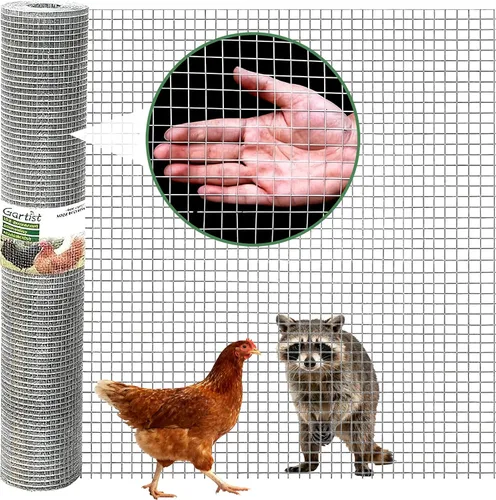 Vista 8 de Gartist 1/2 pulg. 16"x50' Galvanizada Tela de Malla, 19Ga Alambre de Gallinero Soldado en Caliente por Puntos, Rollo de Valla para Prevenir