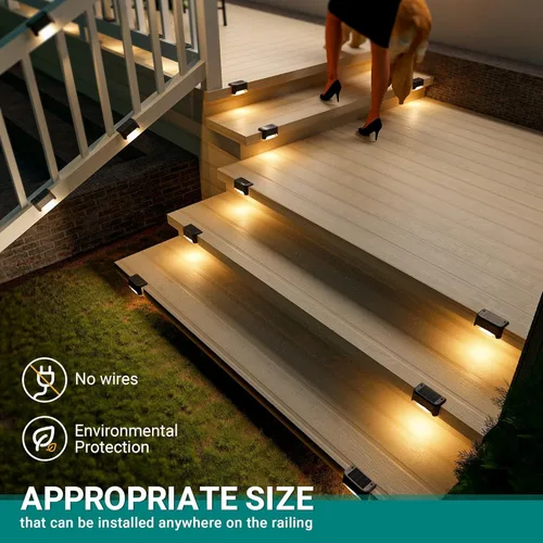 Vista 3 de SOLPEX - Luces solares para cubierta al aire libre, impermeables, paquete de 12 unidades, luces LED para escalones, terraza, vallas, patios