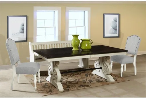 Vista 2 de Sunny Designs Carriage House - Banco de madera con respaldo de listones de 34 pulgadas, color blanco/marrón oscuro